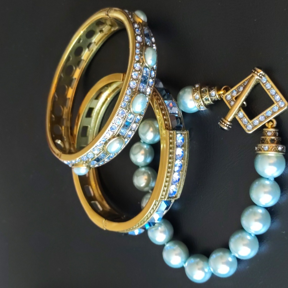 Heidi Daus Bronze Gold and Blue 3 Piece Bracelet Set - Picture 3 of 6